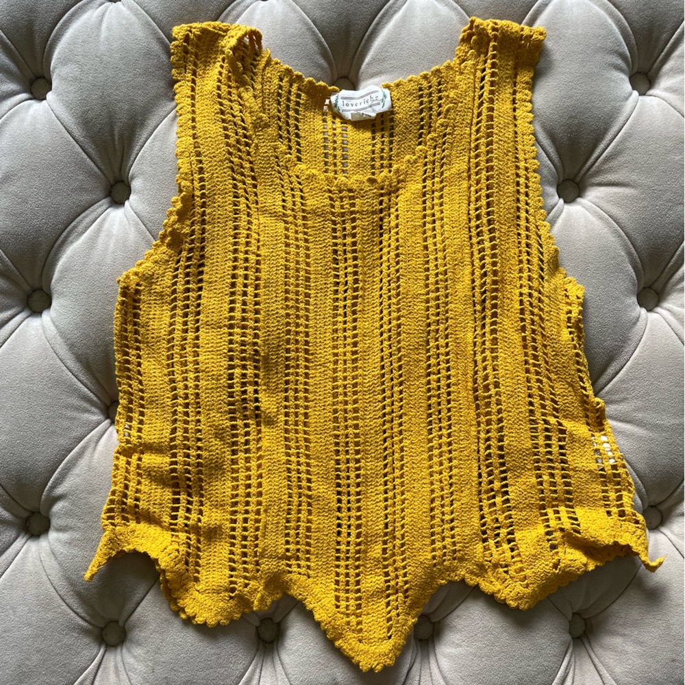Love Riche Crochet Knit Yellow Tank